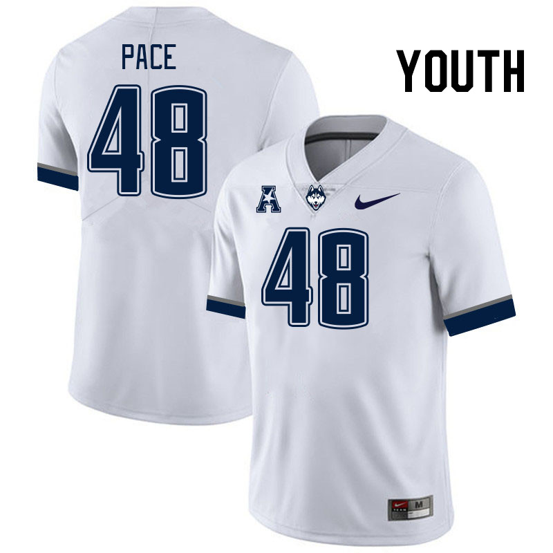 Youth #48 Connor Pace Connecticut Huskies College Football Jerseys Stitched Sale-White